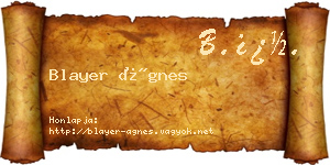 Blayer Ágnes névjegykártya